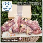 Beef Ribeye AUSTRALIA BUDGET frozen brand either AMG or NOLAN ECCO roast cuts +/- 1.2kg price/kg (Scotch-Fillet / Cube-Roll)